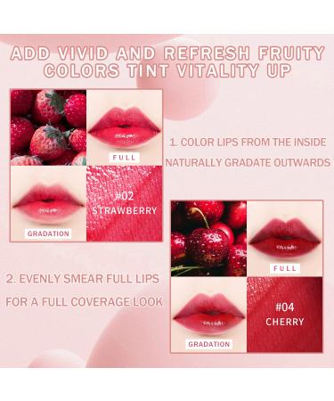4 Pcs Fruit Lip Stain Set - Vivid Watery Lip Tint Gloss - Plump Velvet Lip Stain - Matte Liquid Lipstick - Long Lasting & Waterproof (4 Colors) - Buy Online on GoSupps.com