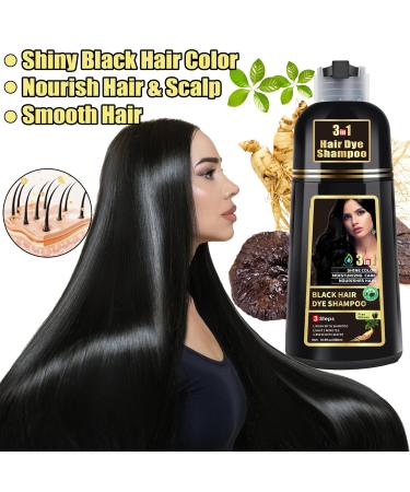 RUNBEN 3 in 1 Black Hair Dye Shampoo - Herbal Gray Hair Coverage for Women & Men Natural Plant Formula - 500ML - Buy Online on GoSupps.com
