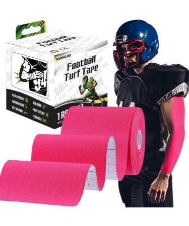 TrelaCo Turf Tape Football Extra Wide Kinesiology Tape 4 Inch x 11 Yards Football Turf Tape Protects from Turf Burn Waterproof Flexible Athletic Tape Breathable Long Lasting Easy to Cut(Pink)