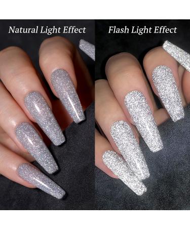 UR SUGAR Reflective Silver Glitter Gel Nail Polish - Sparkling Shimmery Diamond UV Gel Varnish for Halloween Manicure - Buy Online on GoSupps.com