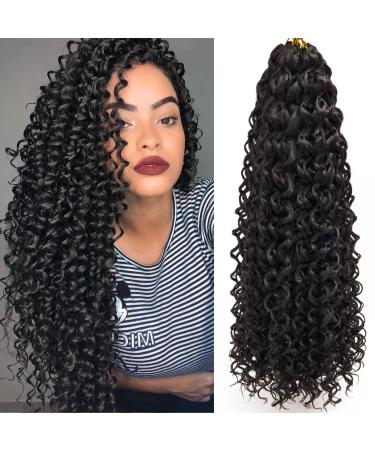 GoGo Curl Crochet Hair for Black Women Water Wave Curly Crochet Hair Wavy Human Hair Deep Wave Beach Curl Crochet Synthetic Hair Extensions (22 inch(Pack of 6) 1B Natural Black) 22 Inch(Pack of 6) 1B Natural Black