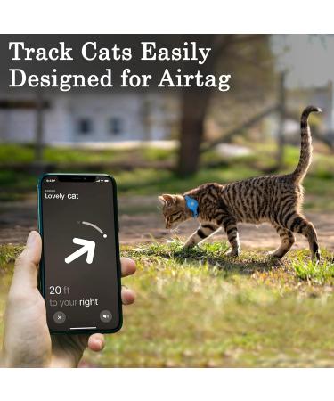 Oopsdoggy Leather Airtag Cat Collar with Bells - Durable GPS Pet Collar for Cats & Small Dogs in Blue - Buy Online on GoSupps.com