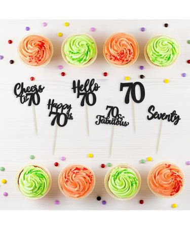 36Pcs Black 70th Birthday Cupcake Toppers Cheers to 70 Seventy Cupcake Picks Happy 70th 70 Fabulous Cupcake Topper for 70th Birthday Wedding Anniversary Party Cake Decorations Supplies - Buy Online on GoSupps.com
