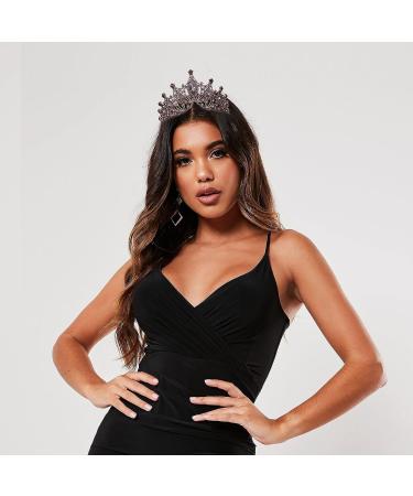 Vofler Black Witch Evil Queen Crown - Baroque Crystal Tiara for Women in Halloween Cosplay and Prom - Buy Online on GoSupps.com