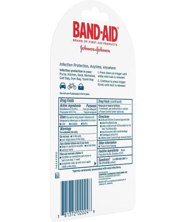 Band-Aid Brand Antiseptic Cleansing Spray | Pain Relief & Germ-Killing | Benzalkonium Cl & Pramoxine HCl | 0.26 fl oz - Buy Online on GoSupps.com