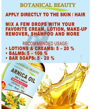 Botanical Beauty ARNICA OIL Arnica Montana Herbal Oil 100% Natural for FACE SKIN BODY HAIR NAILS 0.5 Fl.oz.- 15 ml Skin Moisturizer Oil Skin Nourishing Oil - Buy Online on GoSupps.com