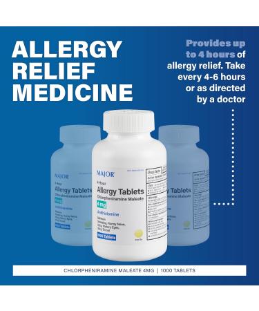 Major Pharmaceuticals Chlorpheniramine Maleate 4mg Anti-Allergy Tablets - 1000 Count - Buy Online on GoSupps.com