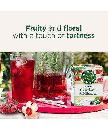 Traditional Medicinals - Organic Hawthorn with Hibiscus Herbal Tea (Pack of 6) - Fair Trade Ingredients - Promotes Heart Health - 96 Tea Bags Total Tea Hawthorn with Hibiscus 16 count (Pack of 6) - Buy Online on GoSupps.com