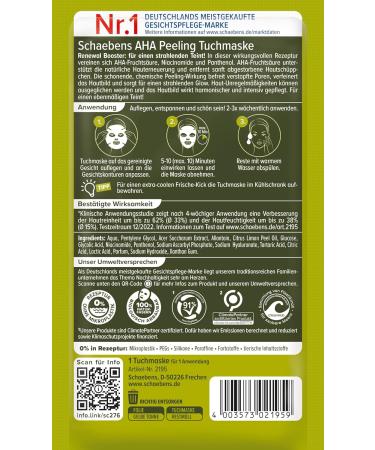  Schaebens Schaebens AHA Renewal Exfoliating Mask Refines Skin Grain Dissolves Dead Cells with AHA Fruit Acid Niacinamide and Panthenol for All Skin Types - Buy Online on GoSupps.com