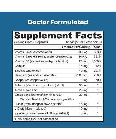 Macular Support with Lutein, Zeaxanthin & Zinc - 60 Vegetarian Capsules - Buy Online on GoSupps.com