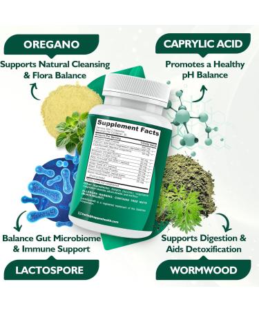 Happee Candida Complex Supplement Candida Cleanse for Overgrowth Support Caprylic Acid Oregano & Probiotics for Yeast Balance Gut & Immune Support 60 Caps - Buy Online on GoSupps.com