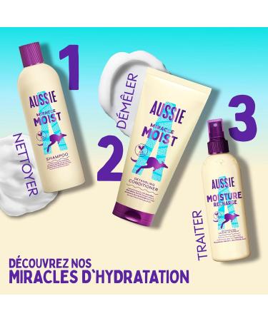 Aussie Miracle Moist Apr s-Shampooing D m lant 1000ml Formule Hydratante pour Revitaliser et Restaurer les Cheveux Secs et Fragiles Vegan - Buy Online on GoSupps.com