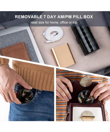 Weekly Pill Organizer - 2x Daily Dose 7-Day Travel Case Moisture Resistant 14 Compartments for Pills Vitamins and Supplements - Black - Buy Online on GoSupps.com