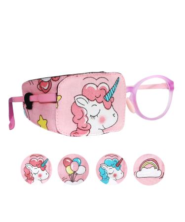 Astropic Cotton & Silk Eye Patch for Kids Glasses (Right Eye, Pink Hair Unicorn) To Cover Right Eye Baby Pink - Pink Hair Unicorn