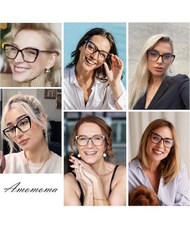 Shop AMOMOMA Trendy TR90 Oversized Blue Light Reading Glasses for Women | Stylish Square Cat Eye Design | AM6031 C1 Black & C6 Tortoise - International Shipping Available - Buy Online on GoSupps.com