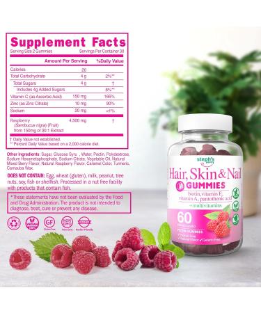 Steph's Pantry Biotin Gummies - Gorgeous Hair, Skin & Nails - Gluten, Nut Free - Non-GMO - Plant Based Pectin - 2 Pack - Buy Online on GoSupps.com