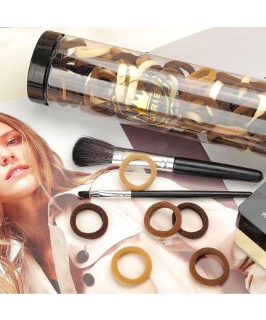 100PCS Brown Cotton Hair Ties - Seamless Thick Elastic Ponytail Holders for Women Kids & Babies | No Crease No Damage - Buy Online on GoSupps.com