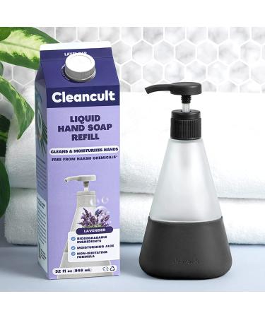 Cleancult Glass Hand Soap Dispenser 12oz 2 Pack - Refillable Container for Hand Soap, Body Wash - Shatter Resistant, Non-Slip Grip - Ideal for Kitchen & Bathroom Sink - Matte Black - Buy Online on GoSupps.com