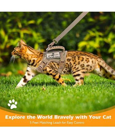 SALFSE Tactical Large Cat Harness & Leash Set with Molle Patches - Adjustable, Escape Proof, Easy Control - Beige - Buy Online on GoSupps.com