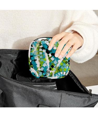 Abstract Blue Plaid Period Bag - Sanitary Napkin Storage & Travel Makeup Pouch - Buy Online on GoSupps.com