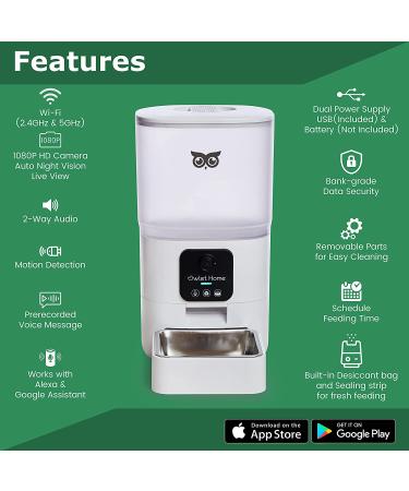 Owlet Home Smart Automatic Pet Feeder with1080P HD Camera for Cats & Dogs (6L)  WiFi  Live Video  Auto Night Vision  2-Way Audio  Works with Alexa & Google Assistant  Motion Alert  No Monthly Fee - Buy Online on GoSupps.com