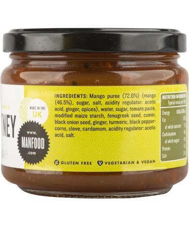 Manfood Spiced Mango Chutney 350g | Chunky pieces of mango | Pairs well with Indian food | Slow cooked | Made in the UK - Buy Online on GoSupps.com