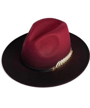 Gossifan Gradient Color Fedora Panama Hat Burgundy/Black - Medium - Buy Online on GoSupps.com