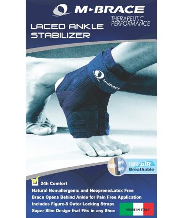V-17M Ankle Stabilizer Brace - Figure 8 Support for Tendonitis & Rehab - Controls Inversion & Eversion - Open Back Design - Blue Medium - Buy Online on GoSupps.com