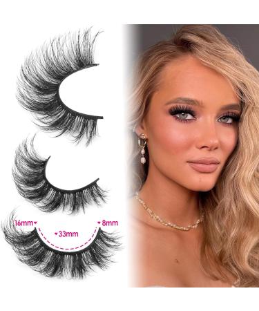 JIMIRE Russian Strip Eyelashes Cat Eye Volume Eyelashes Natural Look Like Eyelash Extensions Fluffy 16MM Thick Faux Mink Lashes 14 Pairs Pack Volume Cat Eye - Buy Online on GoSupps.com