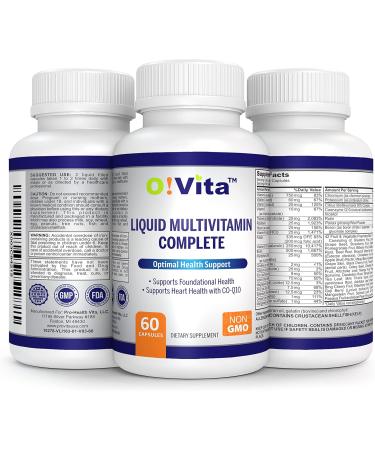 O!VITA Liquid Multivitamin Complete with a Full Spectrum of Vitamins and Minerals Plus 42 Fruits and Vegetable Proprietary Blend Easy Absorption (60 Vegan Liquid Filled Capsules) - Buy Online on GoSupps.com