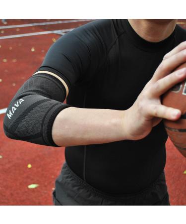 Mava Sports Elbow Brace Compression Sleeve Pair - Relief for Tendonitis Tennis Workouts Weightlifting & Golfer's Elbow - Medium Black - Buy Online on GoSupps.com