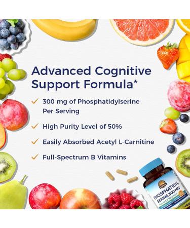 Vitalitown Phosphatidylserine 300mg Inositol Acetyl L-Carnitine Vitamin B Complex with Biotin B12 B1 B2 Niacin B5 B6 Folate Brain Supplements for Memory and Focus 120 Vegan Capsules - Buy Online on GoSupps.com