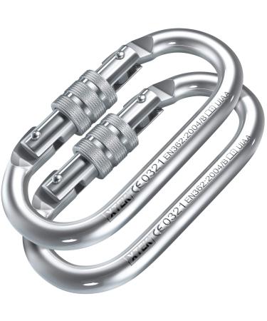 Climbing Carabiner  UIAA & CE Rated 25 kN 5620 LB  Heavy Duty Rugged Terrain Locking Carabiner Clip - Industrial Strength Carabiners - Climbing, Rigging, Ropes, Hammocks 2pc