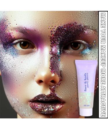 Chunky Glitter Gel for Face, Hair & Body - Long Lasting Sparkle - Holographic White - Perfect for Halloween, Festivals & Raves - Buy Online on GoSupps.com