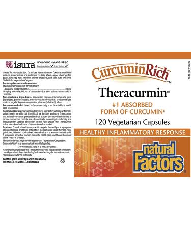Natural Factors CurcuminRich Theracurmin - 120 Vegetarian Capsules for Optimal Health - Buy Online on GoSupps.com