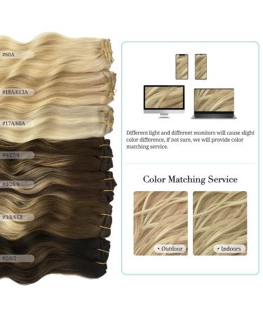 Doores Real Hair Extensions Clip - Ash Blonde Highlights Platinum Blonde 16 Inch 150g Remy Human Hair 9 Pieces - Natural Clip-In Hair Extensions - Buy Online on GoSupps.com