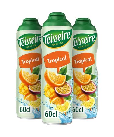 Teisseire Tropical Syrup Exotic Fruits for Refreshing Drinks Cocktails Recyclable Bottle 3x60cl