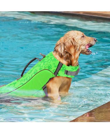 Alagirls Ripstop Dog Lifeguard Vest with Rescue Handle | Medium to Large Sizes | Green | Ideal for Small & Medium Dogs - Buy Online on GoSupps.com