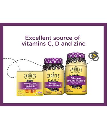 Zarbeeâ€™s Elderberry Gummies for Immune Support | Vitamins A, C, D, E, Zinc | 42 Count | Natural Berry Flavor - Buy Online on GoSupps.com