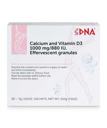 DNA Effervescent granules- Calcium 1000mg & Vitamin D3 880 IU 30- 7g(.25oz) sachets