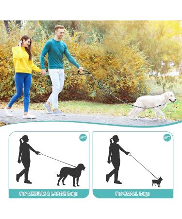 Chew-Proof Heavy Duty Metal Dog Chain Leash - 4FT Black Nylon Rope with Padded Handle - Strong Leads for Large/Medium Dogs - Ideal for Walking, Running, Training - Buy Online on GoSupps.com