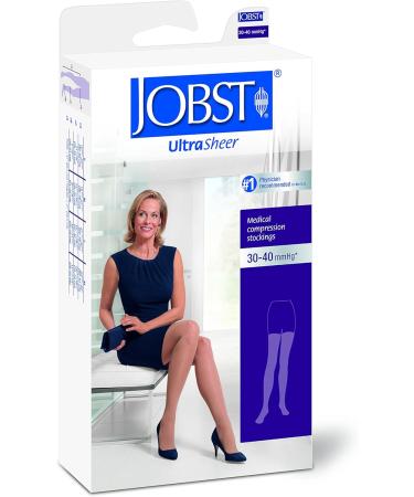 JOBST UltraSheer Thigh High Compression Stockings - 30-40 mmHg Open Toe Silicone Dot Top Band Medium Natural - Best for Healthy Legs International Shipping - Buy Online on GoSupps.com