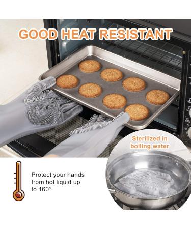 Dishwashing Gloves YIWANDA Reusable Silicone Pair of Rubber Scrubbing Gloves for Dishes Cleaning Gloves Magic Washing Gloves with Sponge Scrubbers for Kitchen Bathroom Car(Grey) - Buy Online on GoSupps.com
