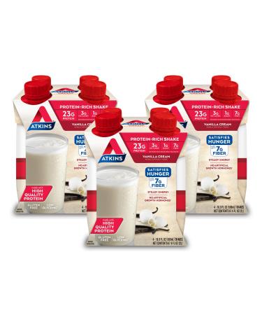 Atkins Meal Size Vanilla Cream Protein-Rich Shake. With Protein. Keto-Friendly and Gluten Free. (12 Shakes), 16.9 Fl Oz Vanilla 16.9 Fl Oz (Pack of 12) - Buy Online on GoSupps.com