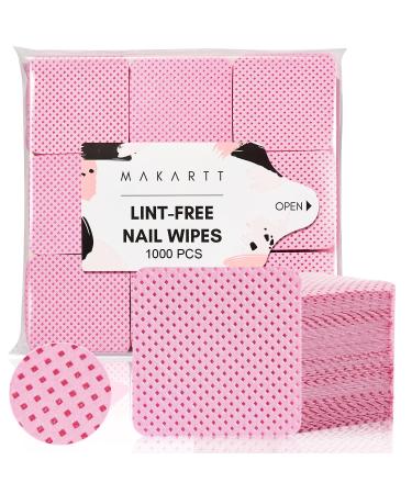 Makartt Lint Free Nail Wipes Nail Polish Remover Pads 1000PCS Eyelash Extension Glue Wipes Super Absorbent Soft Non-Woven Acetone Gel Nails Wipes Dry Wipes for Nail Prep and Gel Polish Remover Pink 1000PCS Pink