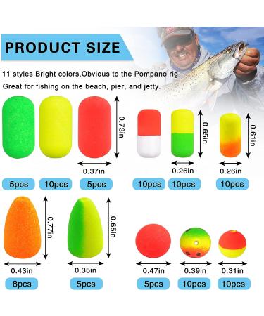 SILANON Pompano Rigs Floats Beads Kit - 138pcs Foam Snell Fishing Floats Bobbers for Surf Fishing Live Bait Walleye Rig Making Accessories - Bullet Cylinder Float for Trout Catfish - Buy Online on GoSupps.com