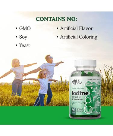 Organic Iodine Gummies with Zinc & Selenium for Thyroid Support - Apple Flavored 60 Gummy - Energy & Immune System Booster - Buy Online on GoSupps.com