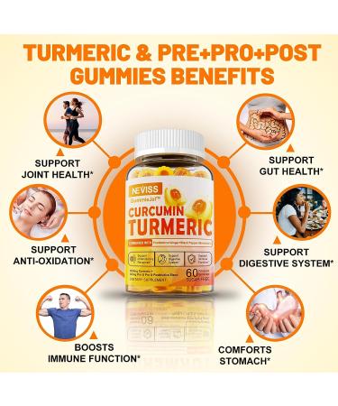 Sugar Free Turmeric Curcumin Gummies 550mg with Ginger & Black Pepper | 95% Curcuminoids for Joint & Immune Support | Vegan 60Ct - Buy Online on GoSupps.com