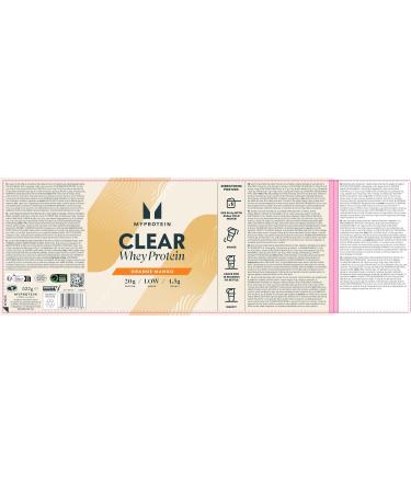 Orange Mango Clear Whey Isolate Protein Powder - 500g (20 Servings) | Myprotein - Cool & Refreshing Whey Protein Shake with 20g Protein & 4g BCAA per Serving - Buy Online on GoSupps.com