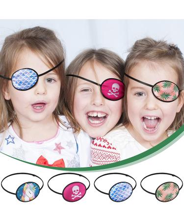 SATINIOR Silk Adjustable Eye Patch 4-Pack - Soft Lazy Eye Patches for Adults & Kids - Unicorn Skull Leaves Wave Design - Single Right or Left Pirate Eye Patch with Elastic Strap - Buy Online on GoSupps.com